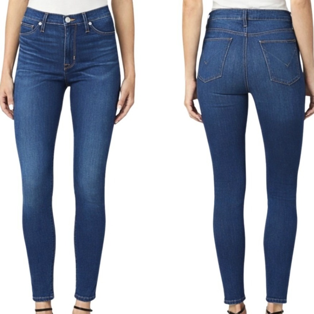 Hudson Blair High Rise Super Skinny Ankle Jeans Medium Blue Wash Womens Size 27